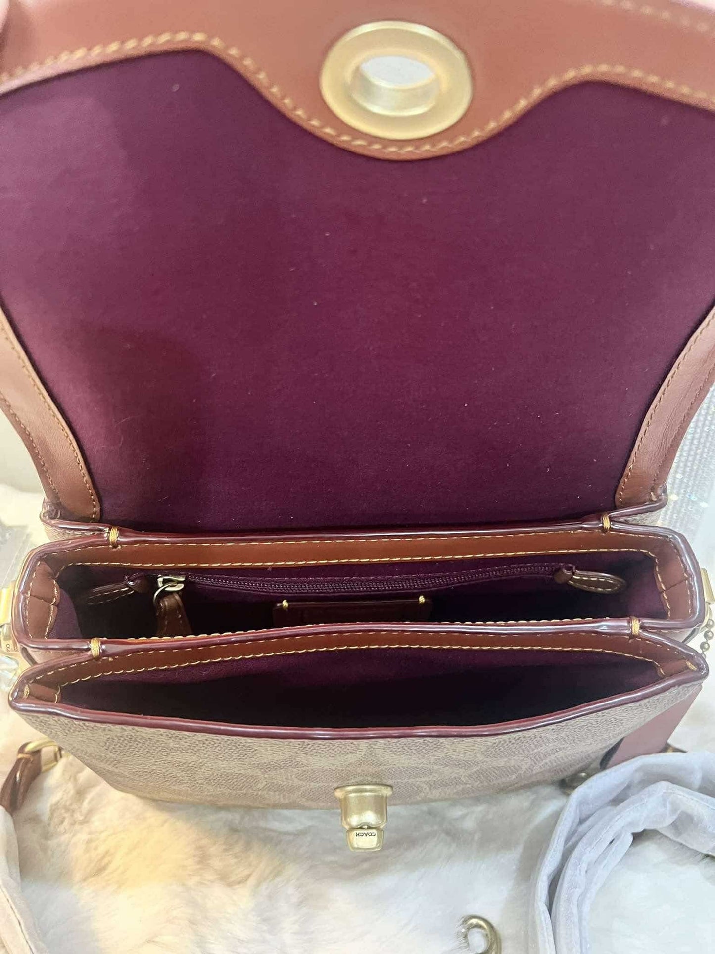 COACH CASSIE 19 3 in 1/ 3 STRAP IN SIGNATURE CANVAS - TAN RUST - MISSING PRICE TAG
