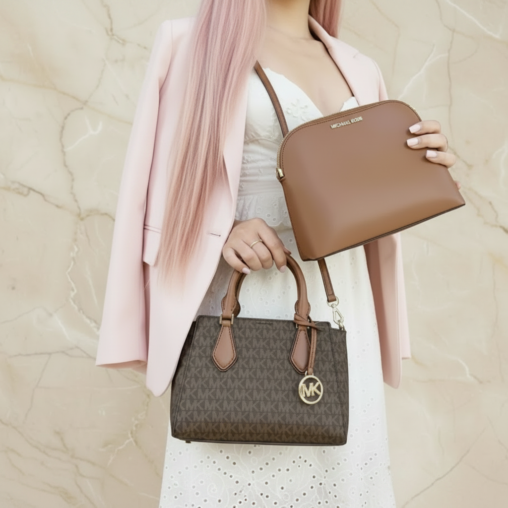 MICHAEL KORS SMALL DARIA 3 in 1 SATCHEL -  BROWN ACORN