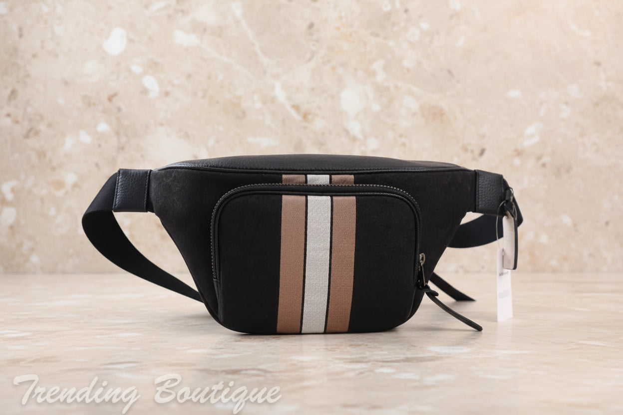 COACH THOMPSON JACQUARD WAISTPACK/BODY BAG WITH VARSITY STRIPE