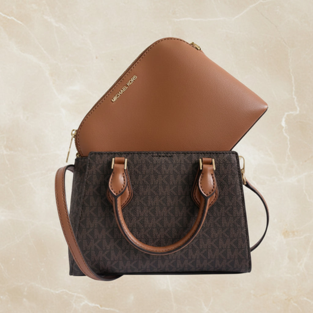 MICHAEL KORS SMALL DARIA 3 in 1 SATCHEL -  BROWN ACORN