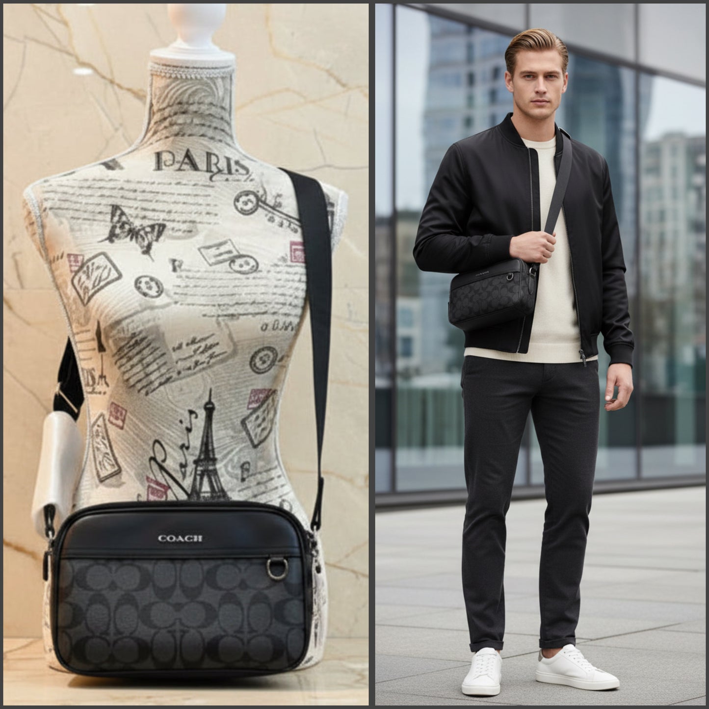 COACH GRAHAM CROSSBODY - SIGNATURE COATED CANVAS/CHARCOAL BLACK