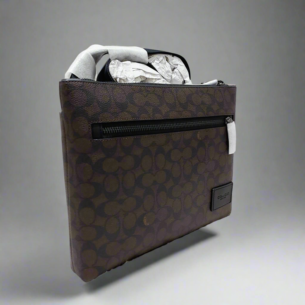 COACH DISCTRICT CROSSBODY BAG IN SIGNATURE CANVAS - MAHOGANY COLOR