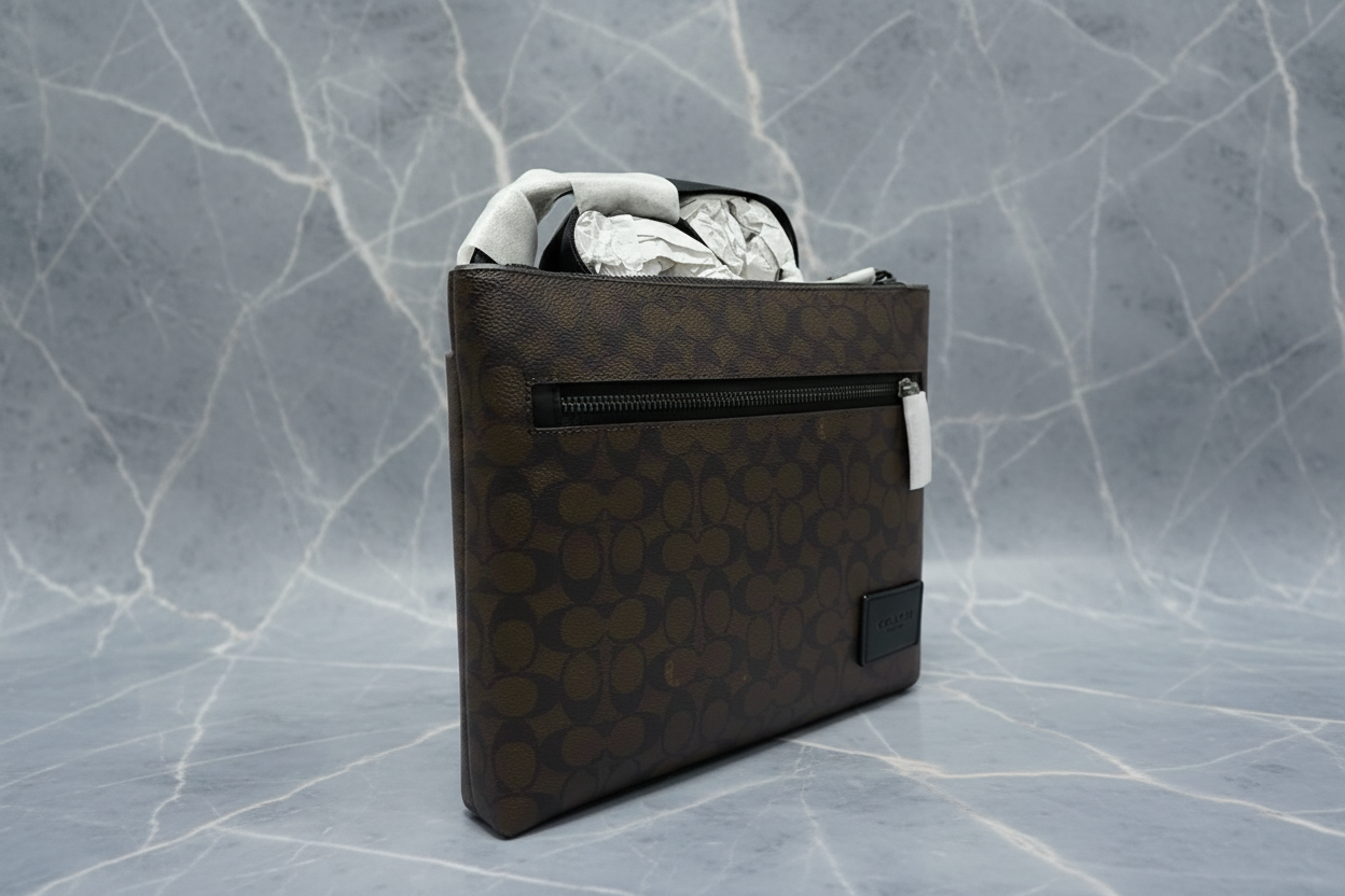 COACH CARRIER CROSSBODY BAG IN SIGNATURE CANVAS - MAHOGANY COLOR