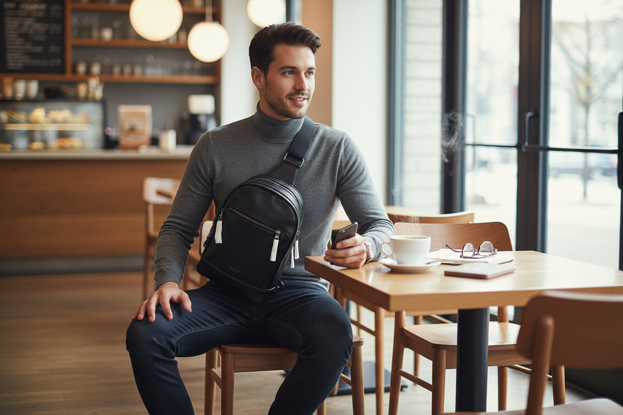 COACH GRAHAM SLINGPACK - BLACK LEATHER