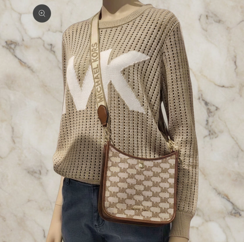 MICHAEL KORS BRYLE SMALL LOGO CANVAS MESSENGER CROSSBODY BAGS