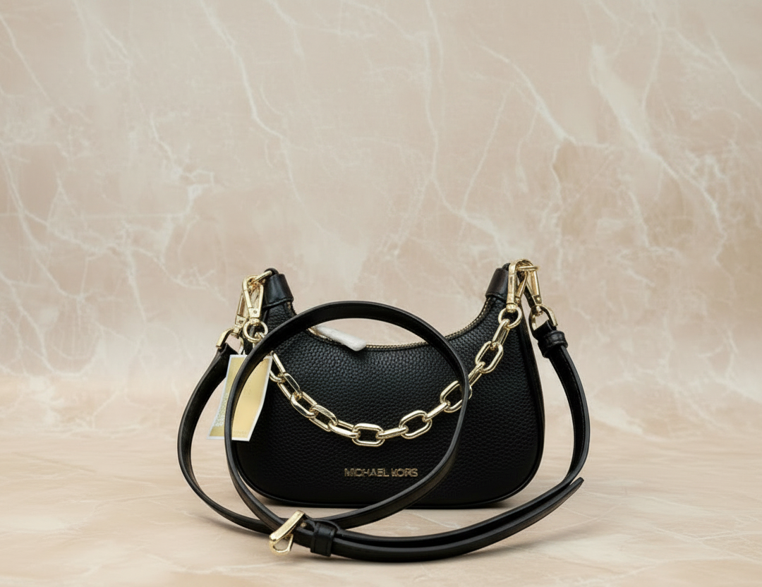 MICHAEL KORS MINI CORA CHAIN SHOULDER BAG/CROSSBODY BAG - BLACK