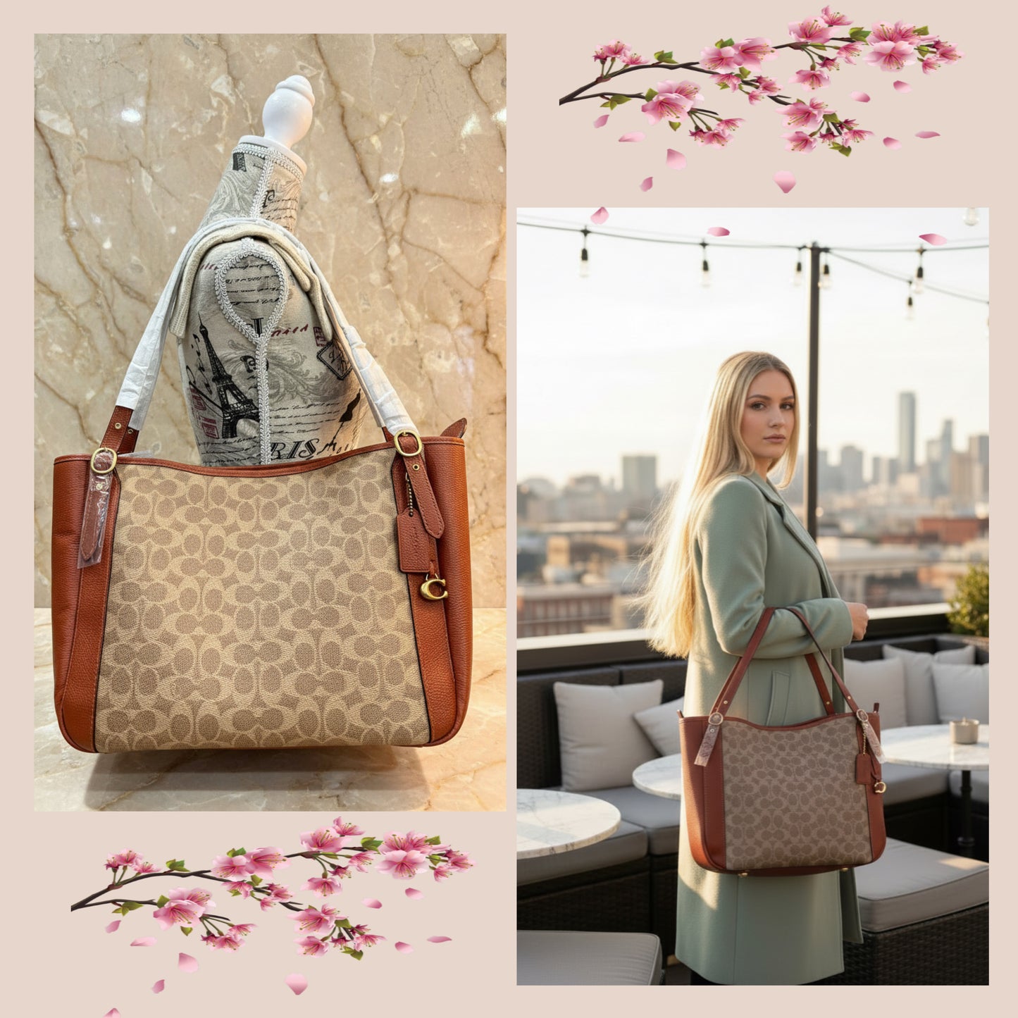 COACH ALANA ZIP TOTE IN SIGNATURE CANVAS - TAN RUST