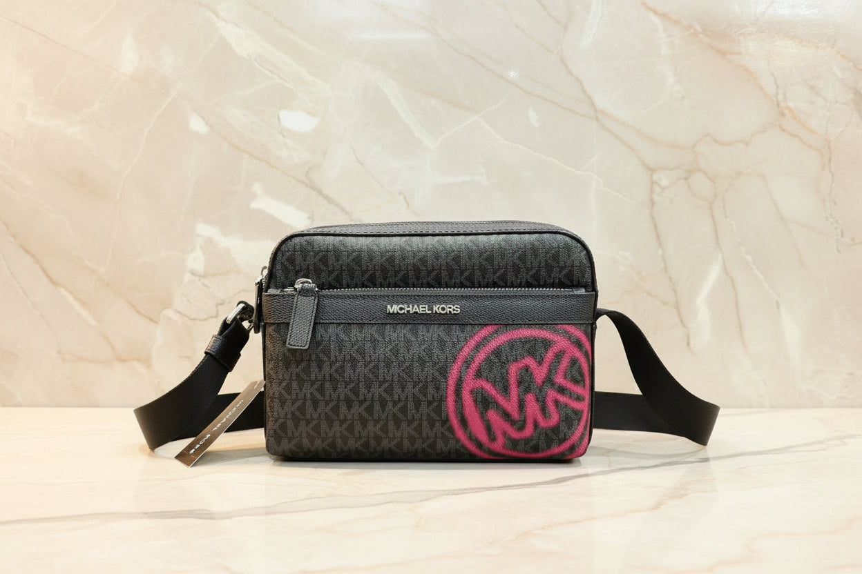 MICHAEL KORS COOPER EMBELISHED SIGNATURE LOGO UTILITY CROSSBODY