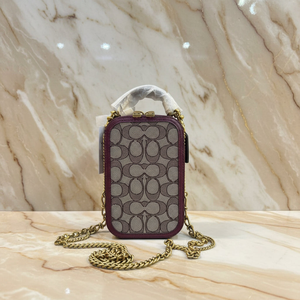 COACH ALIE PHONE CROSSBODY BAG IN SIGNATURE JACQUARD - OAK MAPLE ( FR. BOUTIQUE STORE )