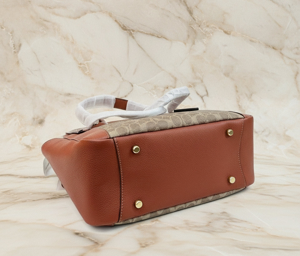 COACH ALANA ZIP TOTE IN SIGNATURE CANVAS - TAN RUST