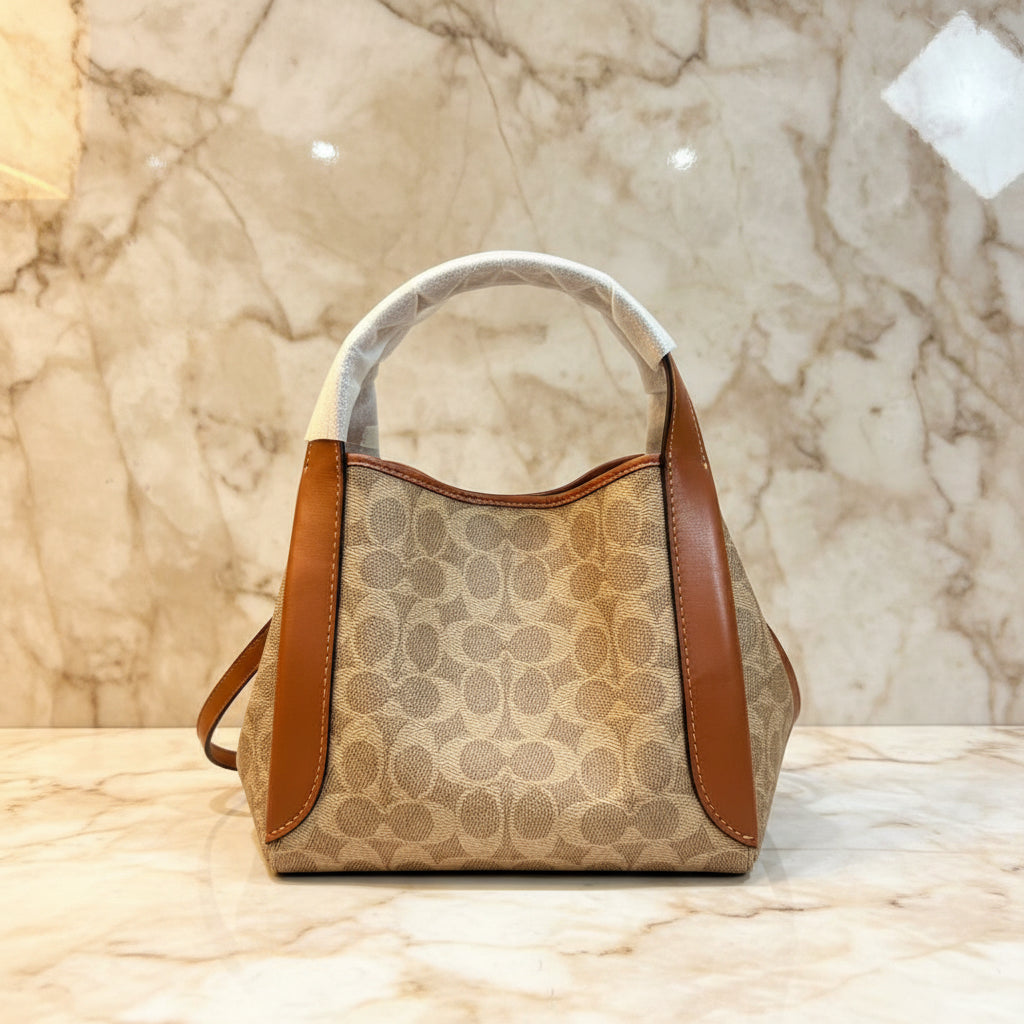 COACH HADLEY HOBO 21 - SIGNATURE CANVAS TAN RUST