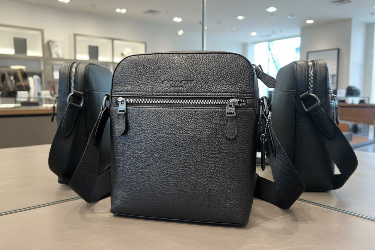 COACH HOUSTON FLIGHT BAG - SMOOTH LEATHER BLACK