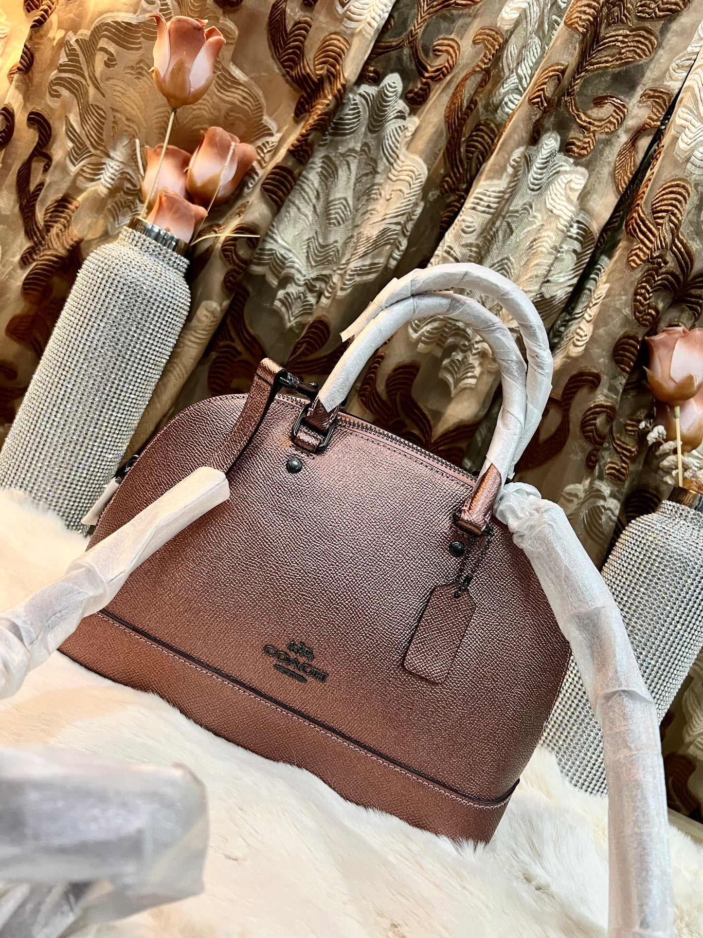 COACH MINI SIERRA SATCHEL - METALLIC DARK BLUSH