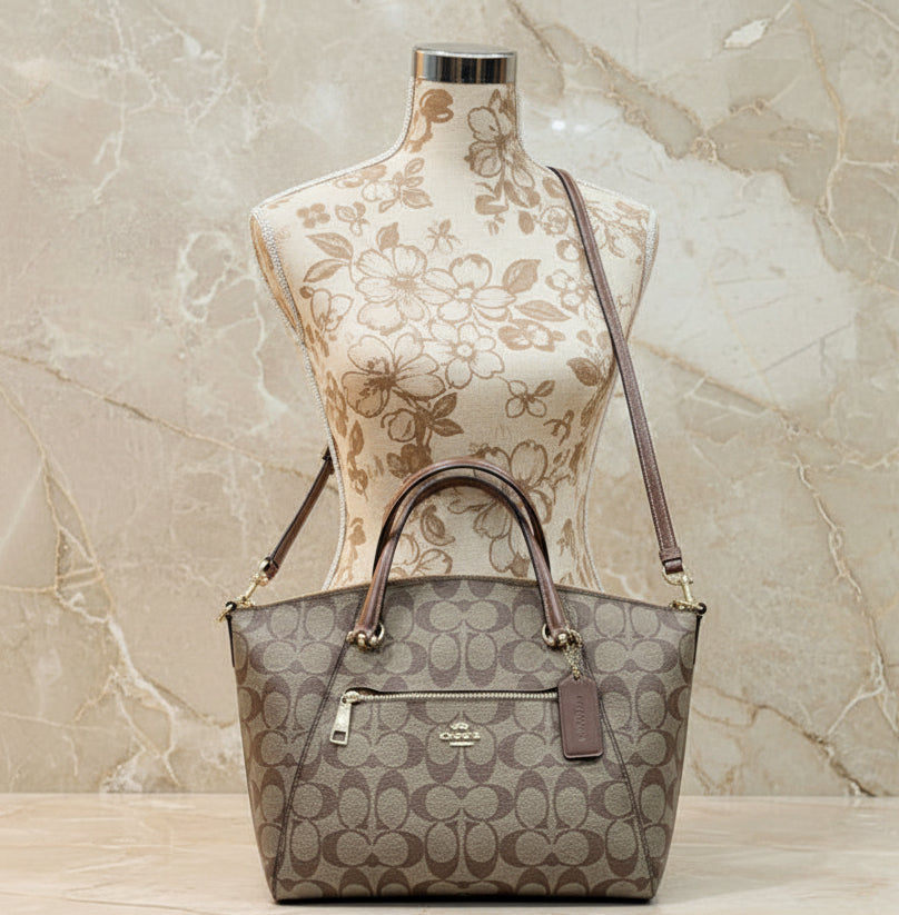 COACH SMALL PRAIRIE SATCHEL IN SIGNATURE CANVAS KHAKI BROWN