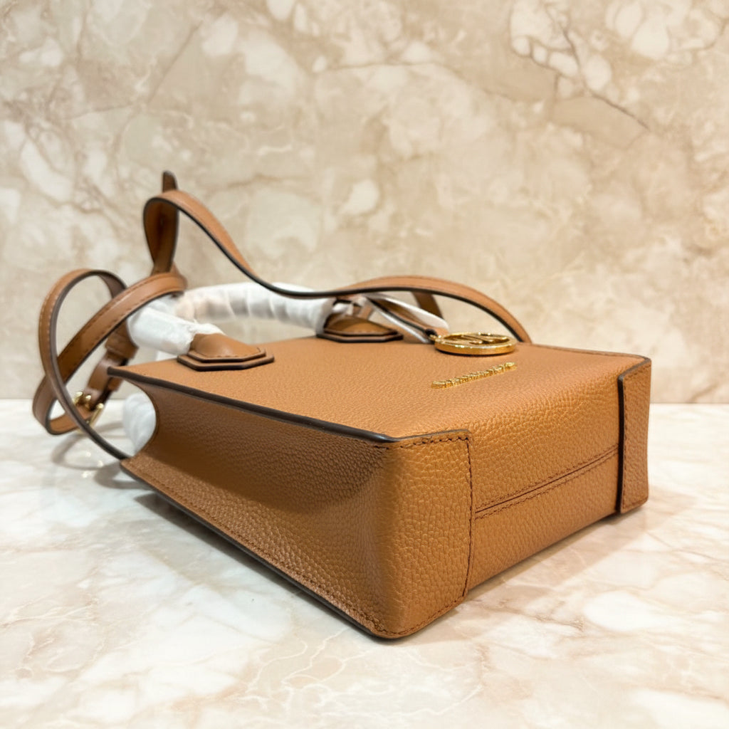 MICHAEL KORS MERCER XS MINI SHOPPER TOTE LEATHER - BROWN CARAMEL HUE
