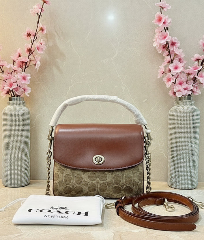 COACH CASSIE 19 3 in 1/ 3 STRAP IN SIGNATURE CANVAS - TAN RUST - MISSING PRICE TAG