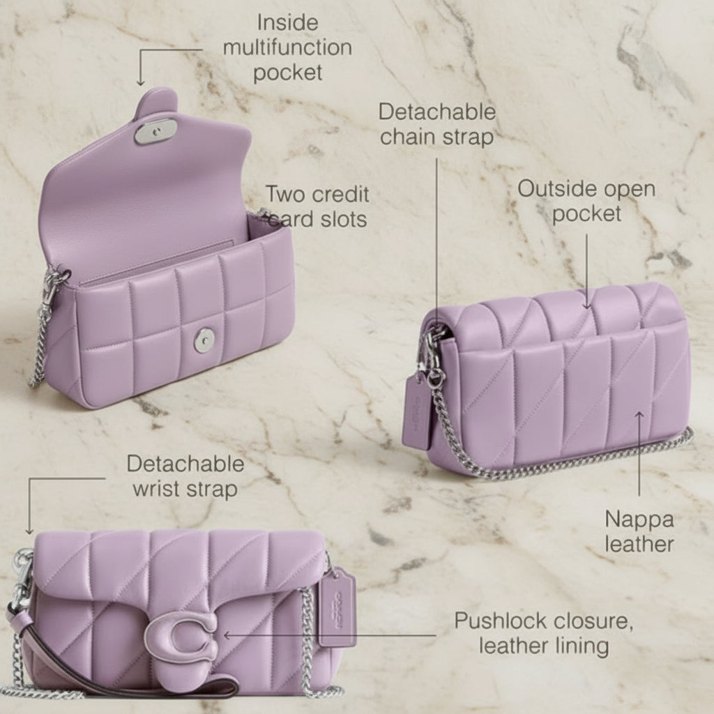 COACH PILLOW TABBY 18 WRISTLET/CROSSBODY - SOFTBPURPLE - NAPPA LEATHER