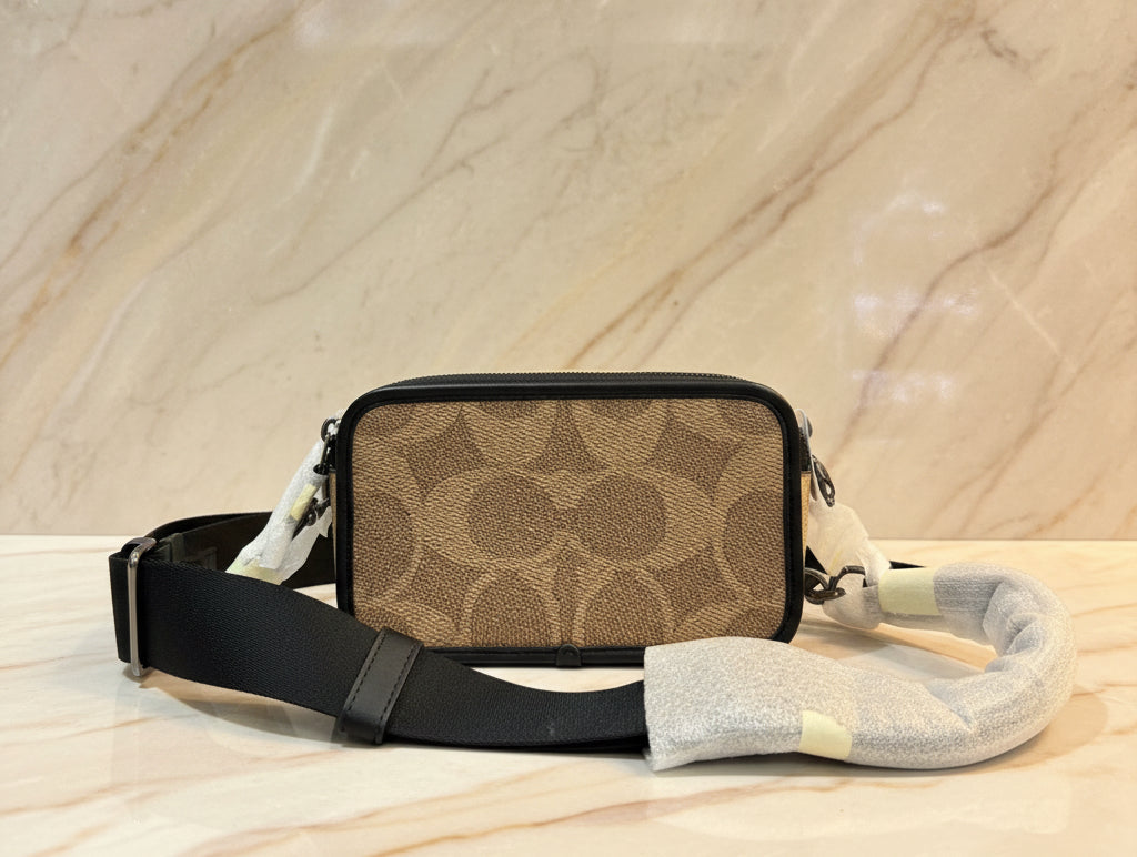 COACH WYATT CAMERA BAG - MULTI COLOR BLOCKED SAND/TAN