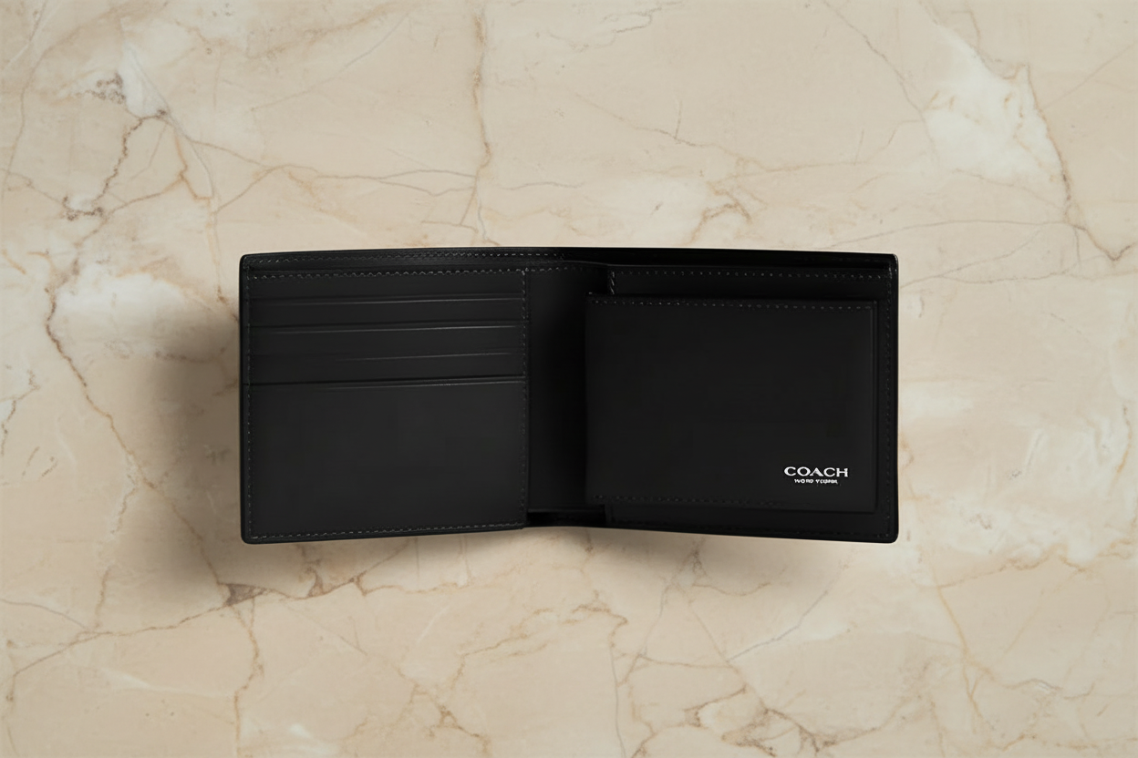 COACH MEN’S 3 in 1 BIFOLD WALLET - WITH INSERT - BLACK