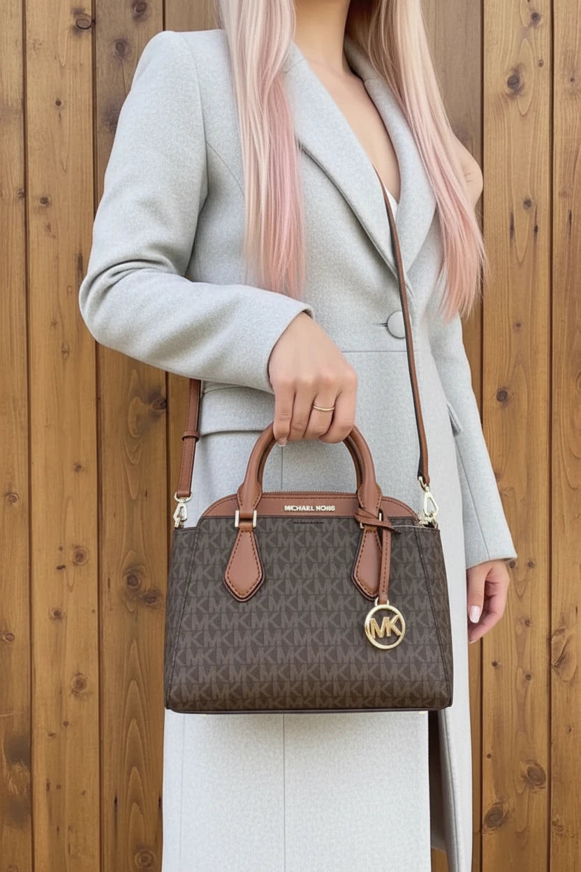 MICHAEL KORS SMALL DARIA 3 in 1 SATCHEL -  BROWN ACORN