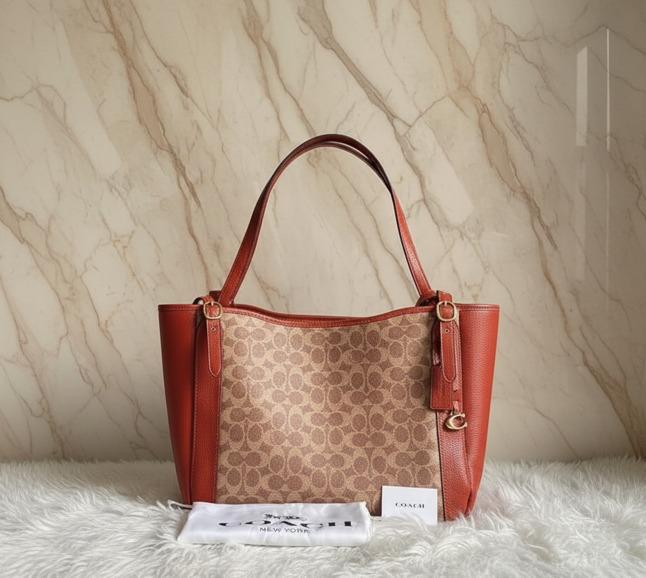 COACH ALANA ZIP TOTE IN SIGNATURE CANVAS - TAN RUST