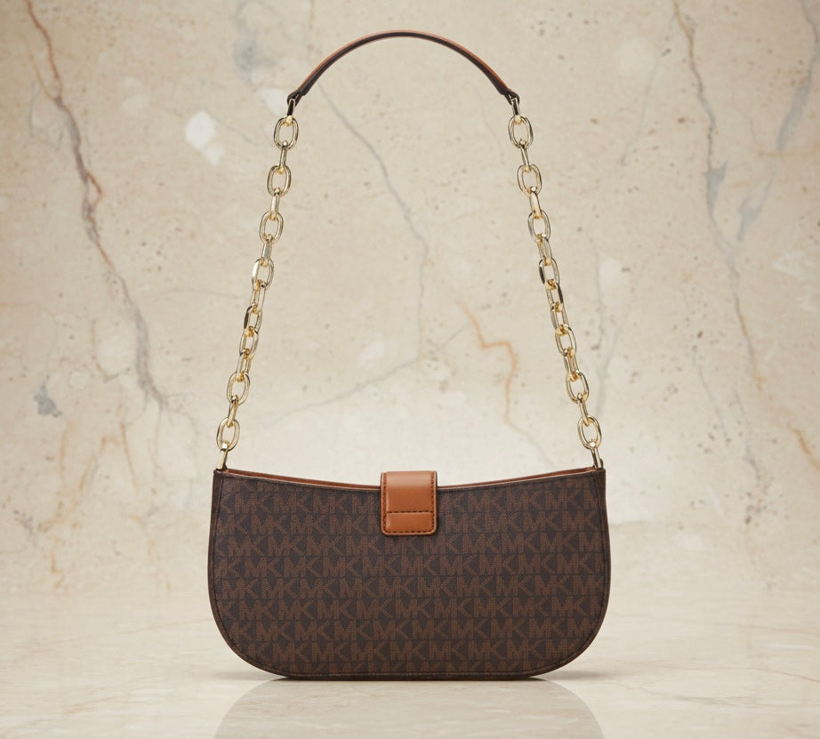 MICHAEL KORS CARMEN LEATHER POUCHETTE SHOULDER BAG ONLY
