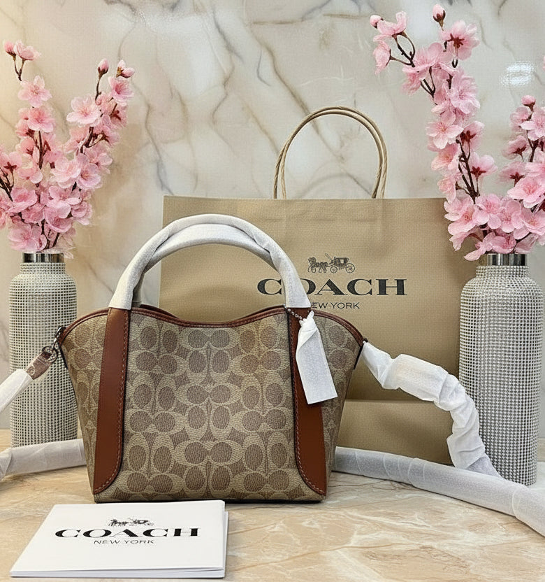 COACH HADLEY HOBO 21 - SIGNATURE CANVAS TAN RUST