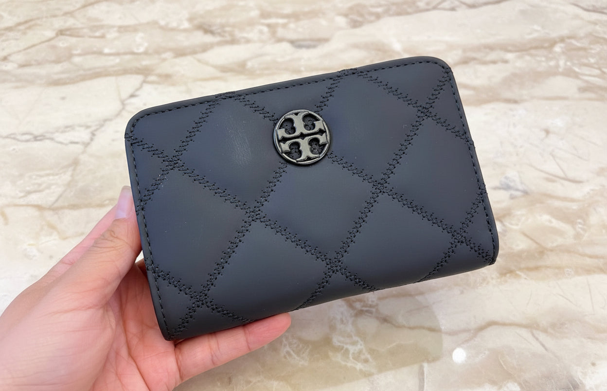 TORY BURCH QUILTED WILLA MATTE MEDIUM FLAP WALLET