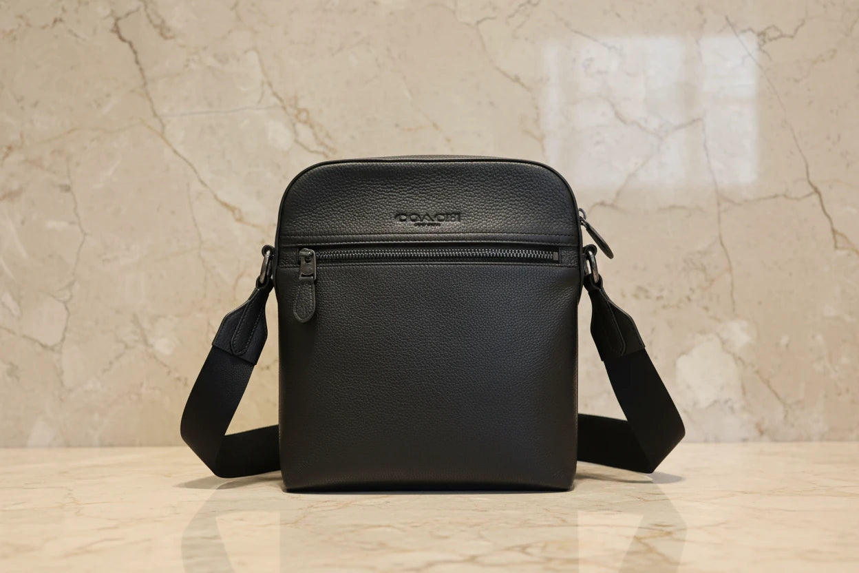 COACH HOUSTON FLIGHT BAG - SMOOTH LEATHER BLACK