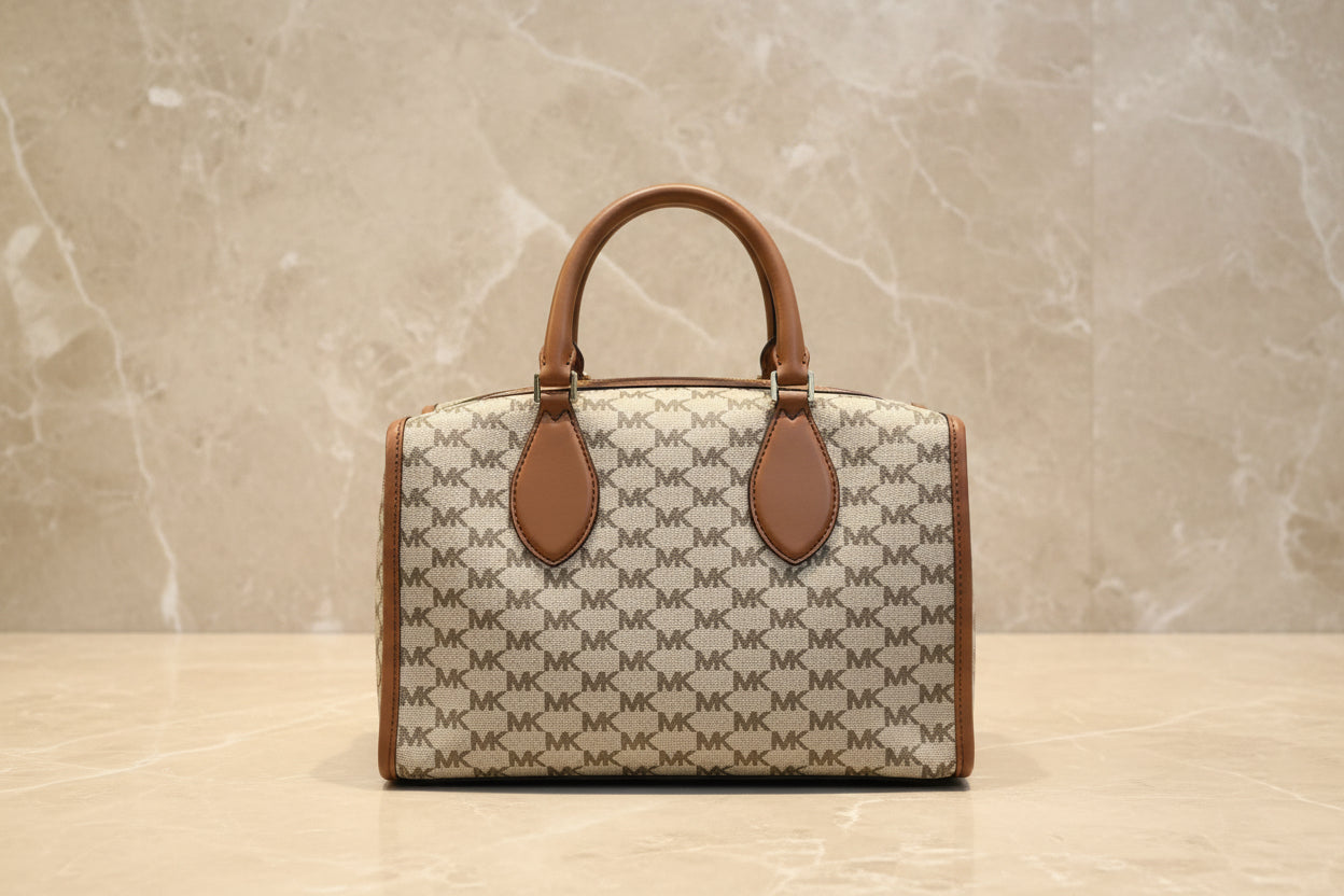 MICHAEL KORS BUNDLE CONNIE DUFFLE LARGE IN SIGNATURE CANVAS LEATHER & LARGE ZIP POUCH