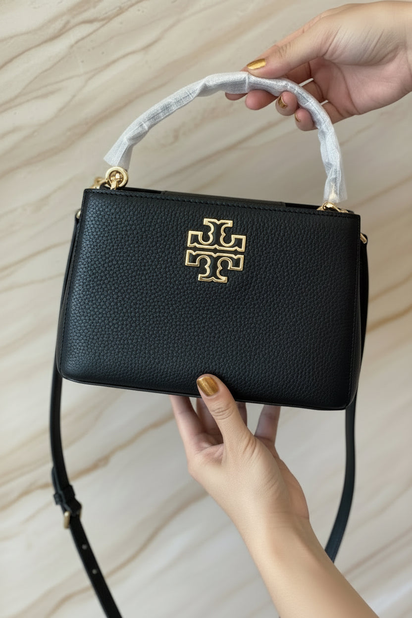 TORY BURCH MICRO BRITTEN SATCHEL - BLACK