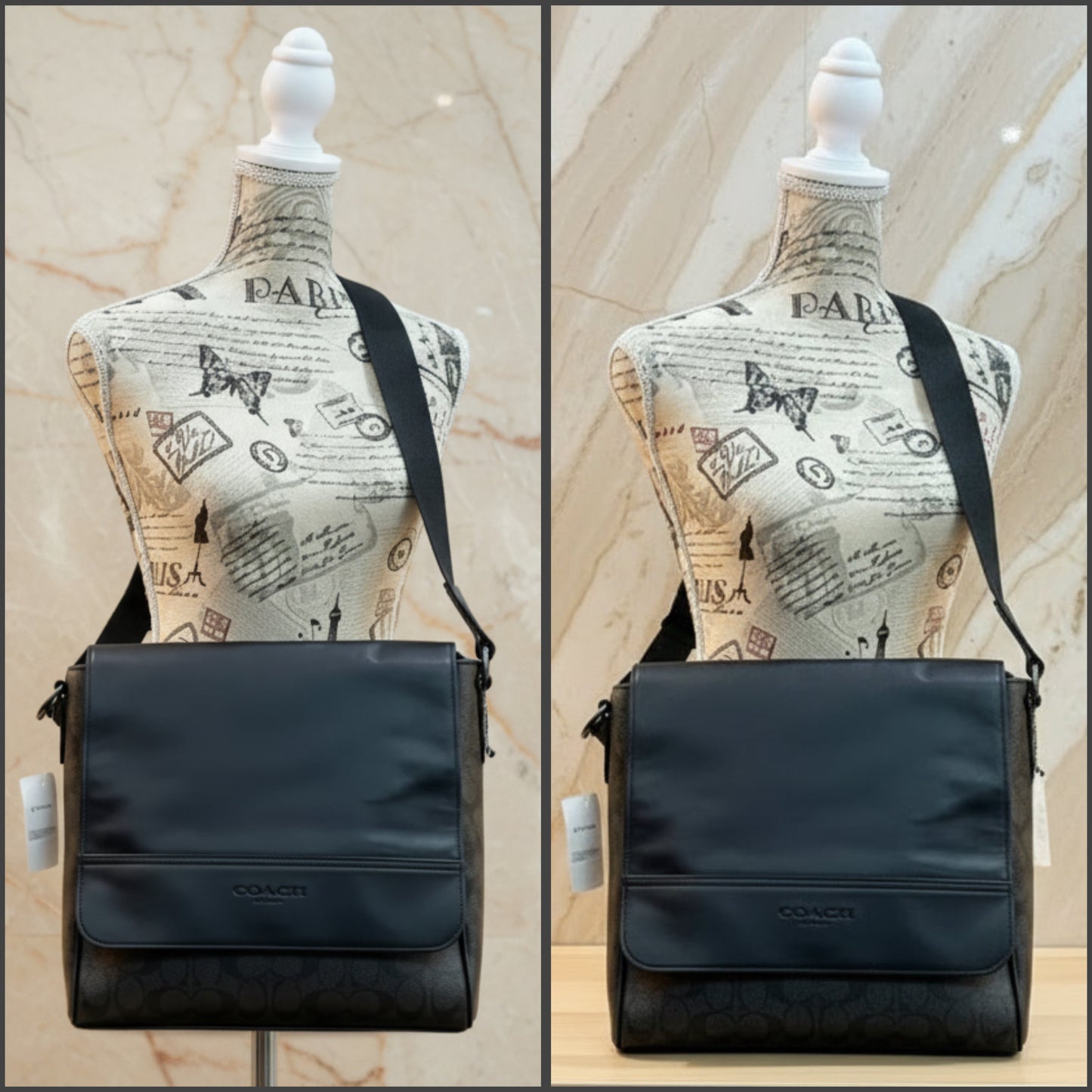 COACH HOUSTON MAP CROSSBODY BAG - SIGNATURE COATED CANVAS & REFINED CALF LEATHER