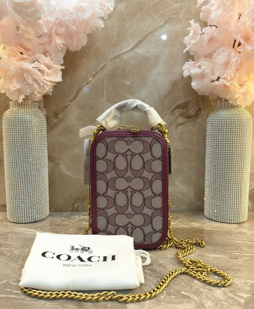 COACH ALIE PHONE CROSSBODY BAG IN SIGNATURE JACQUARD - OAK MAPLE ( FR. BOUTIQUE STORE )