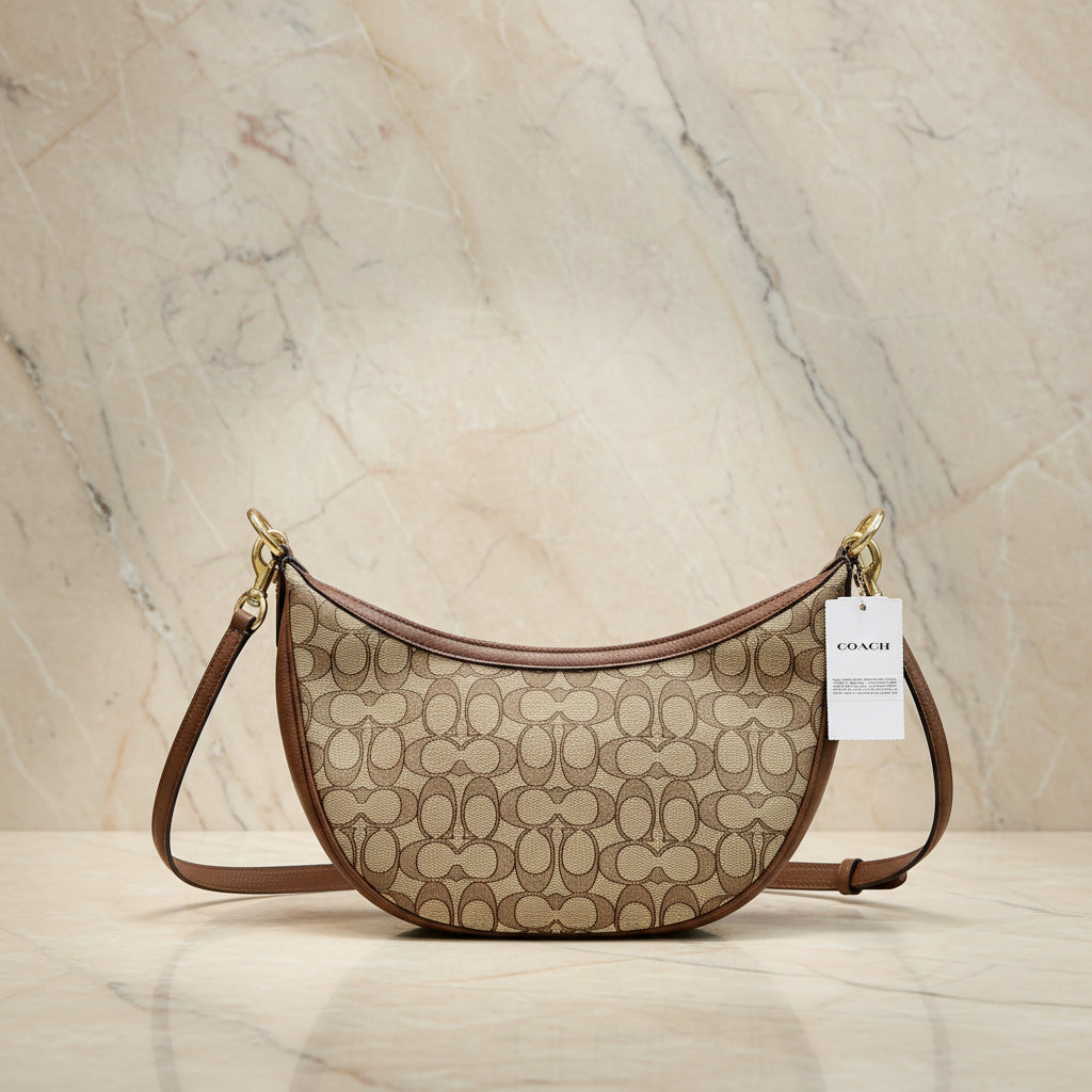 COACH ARIA SHOULDER BAG/CROSSBODY BAG IN SIGNATURE JACQUARD KHAKI