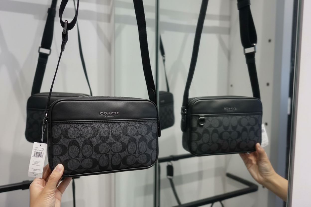 COACH GRAHAM CROSSBODY - SIGNATURE COATED CANVAS/CHARCOAL BLACK