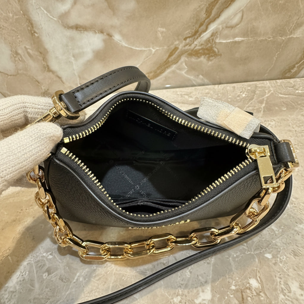 MICHAEL KORS MINI CORA CHAIN SHOULDER BAG/CROSSBODY BAG - BLACK