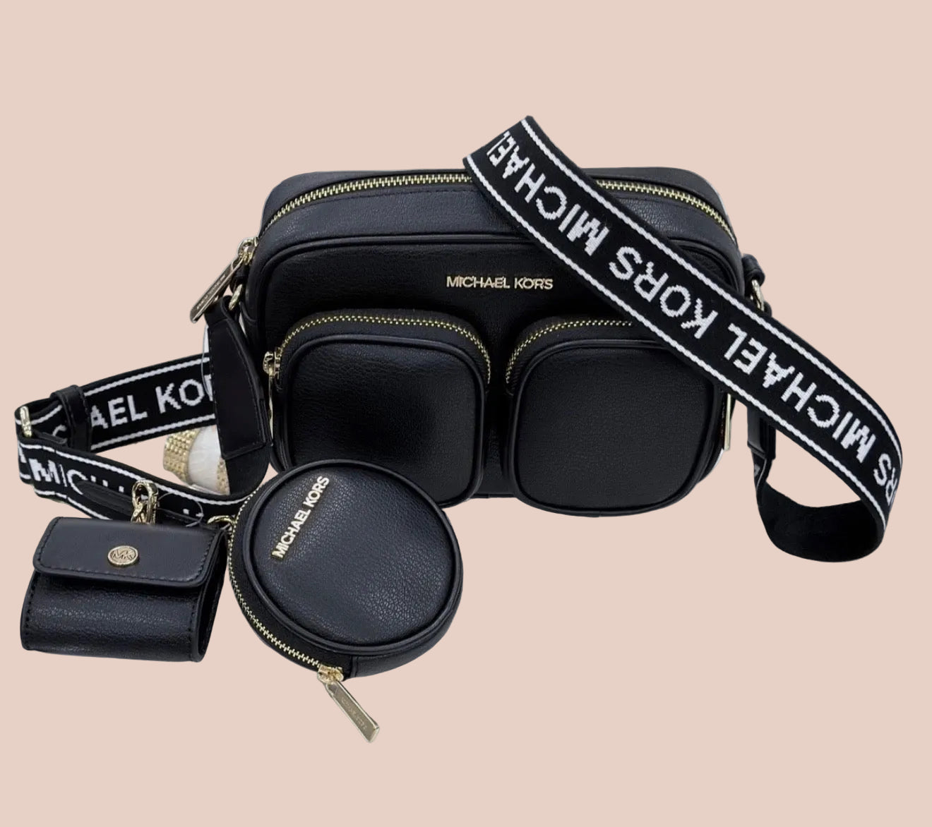 MICHAEL KORS JET SET CROSSBODY WITH ATTACH - BLACK