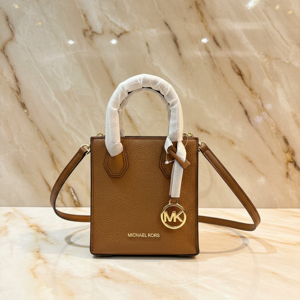 MICHAEL KORS MERCER XS MINI SHOPPER TOTE LEATHER - BROWN CARAMEL HUE