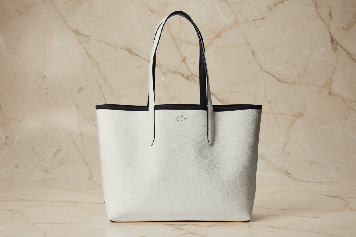 LACOSTE LARGE TOTE WITH LARGE POUCH - REVERSIBLE - NAVY BLUE