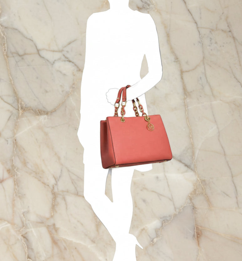 MICHAEL KORS CYNTHIA SATCHEL - SAFFIANO LEATHER -  RED - MEDIUM