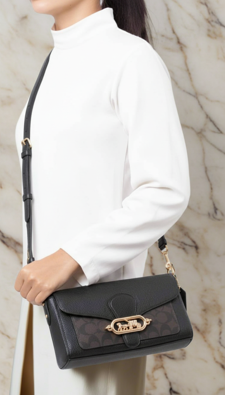 COACH JADE SHOULDER BAG/CROSSBODY BAG - SIGNATURE CANVAS & PEBBLE LEATHER