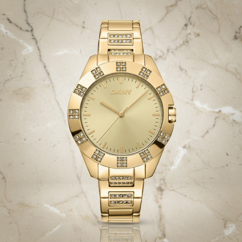 DKNY GLITZ GOLD WATCH