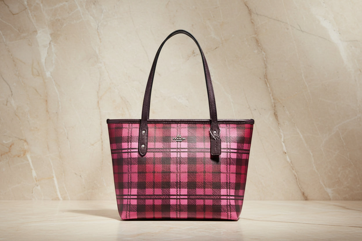 حقيبة كوتش ميني سيتي توت بنقشة مربعات الظل