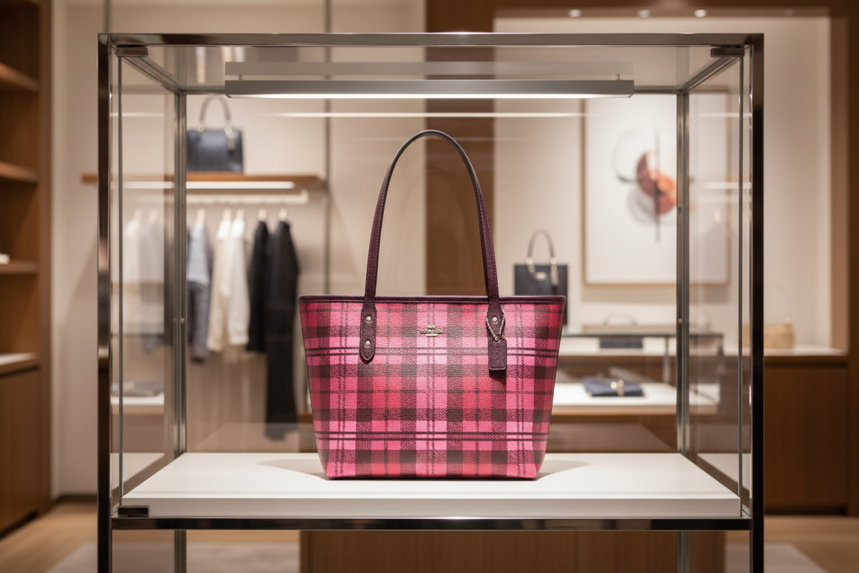 حقيبة كوتش ميني سيتي توت بنقشة مربعات الظل