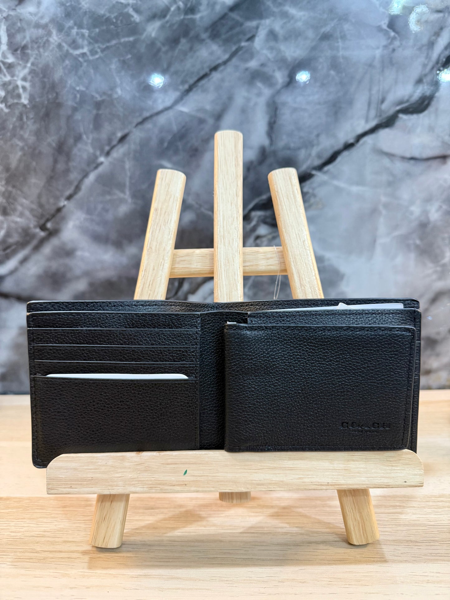 COACH MEN’S BIFOLD WALLET WITH INSERT - PLAIN BLACK