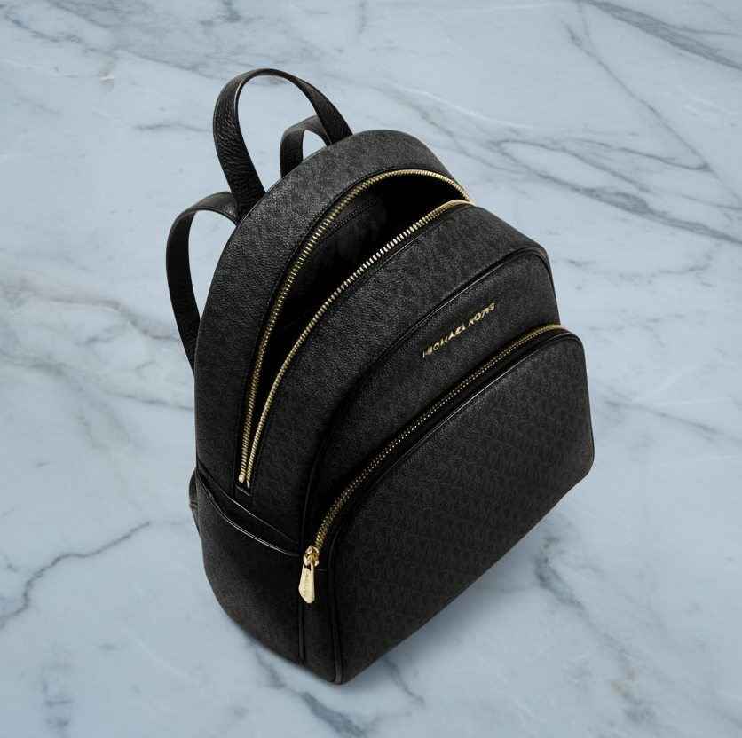MICHAEL KORS ABBEY BACKPACK LARGE - SIGNATURE BLACK