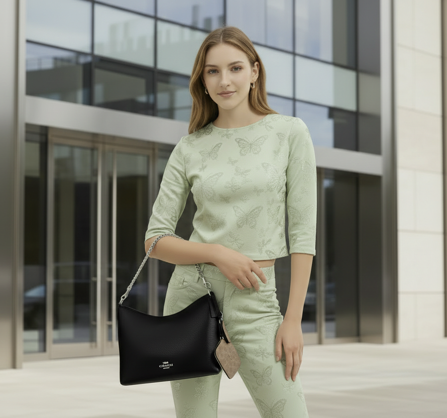 حقيبة كوتش متوسطة الحجم بلون الغار - أسود