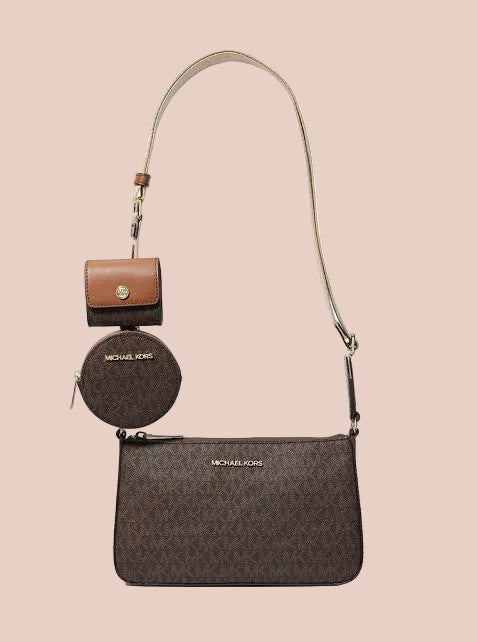 MICHAEL KORS JET SET SIGNATURE LOGO BROWN WITH ATTACH