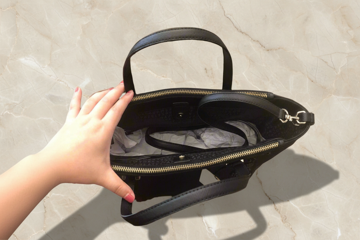 حقيبة يد كيت سبيد نيويورك أليس ويلسون رود مزينة بسحاب وأزرار كبس - نايلون - أسود