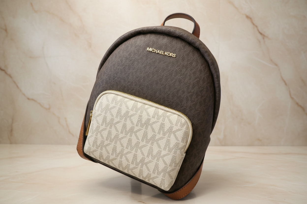 MICHAEL KORS MEDIUM ERIN BACKPACK - SIGNATURE BROWN/WHITE